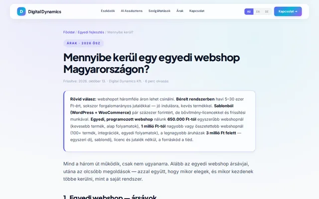 Egyedi webshop