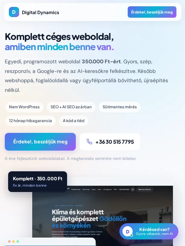 Animált landing tableten