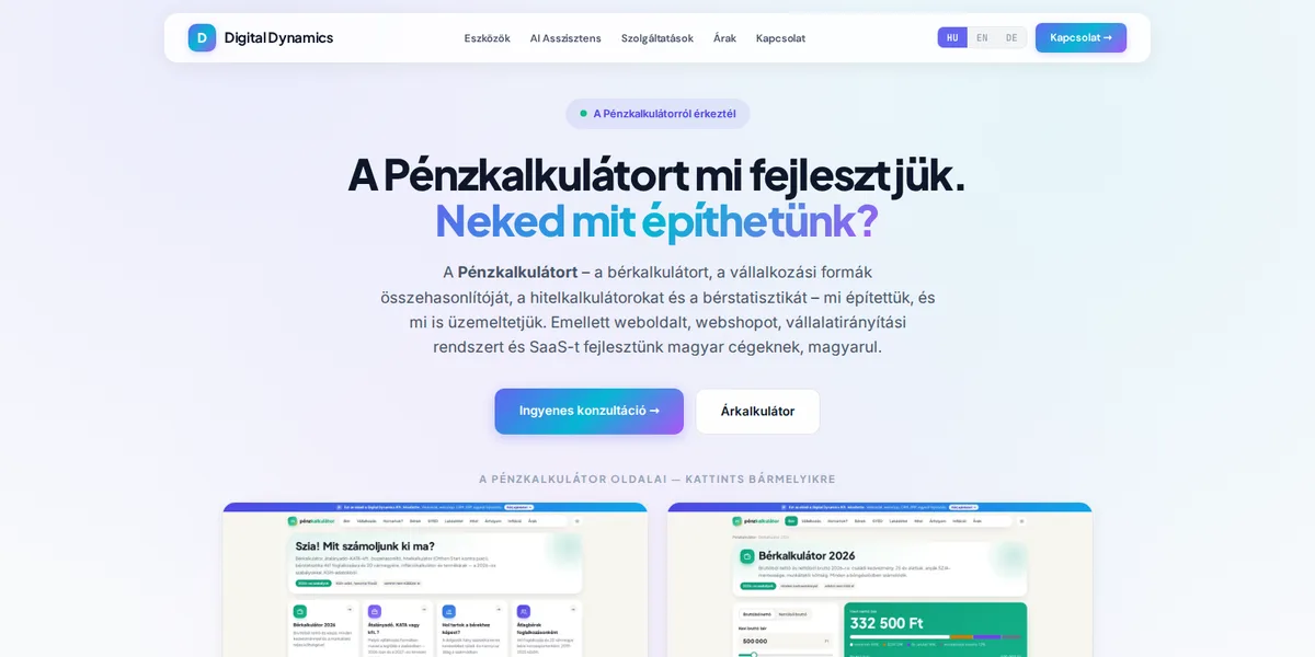 Pénzkalkulátor ajánló landing